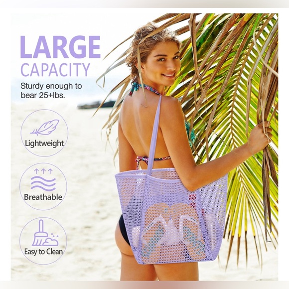 Mesh Large Tote-Lilac - Picture 2 of 5